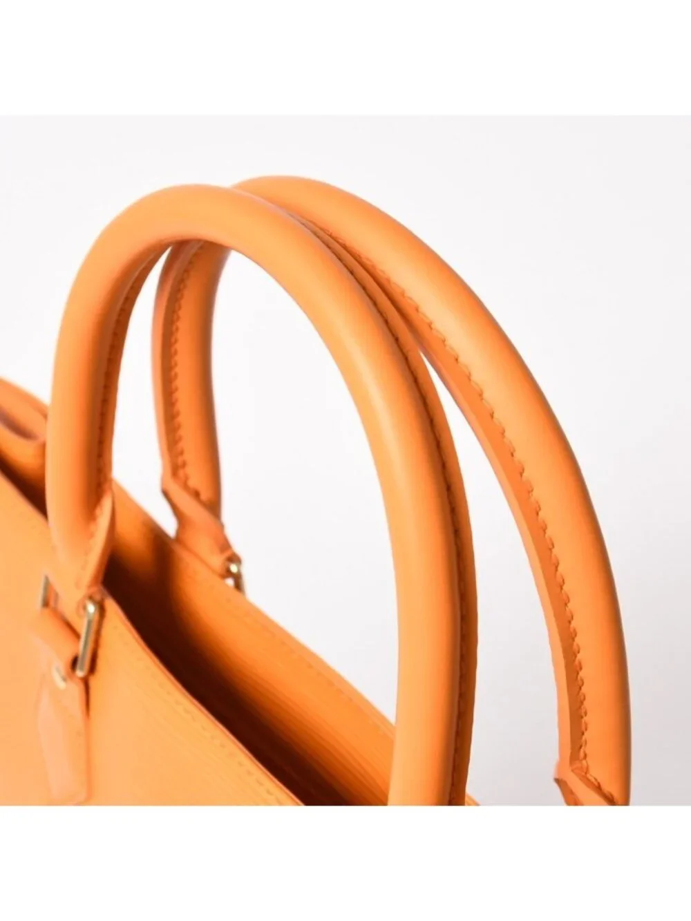 Louis Vuitton Sac Plat GM Tote Bag Business Square Shape Epi Leather Orange Gold